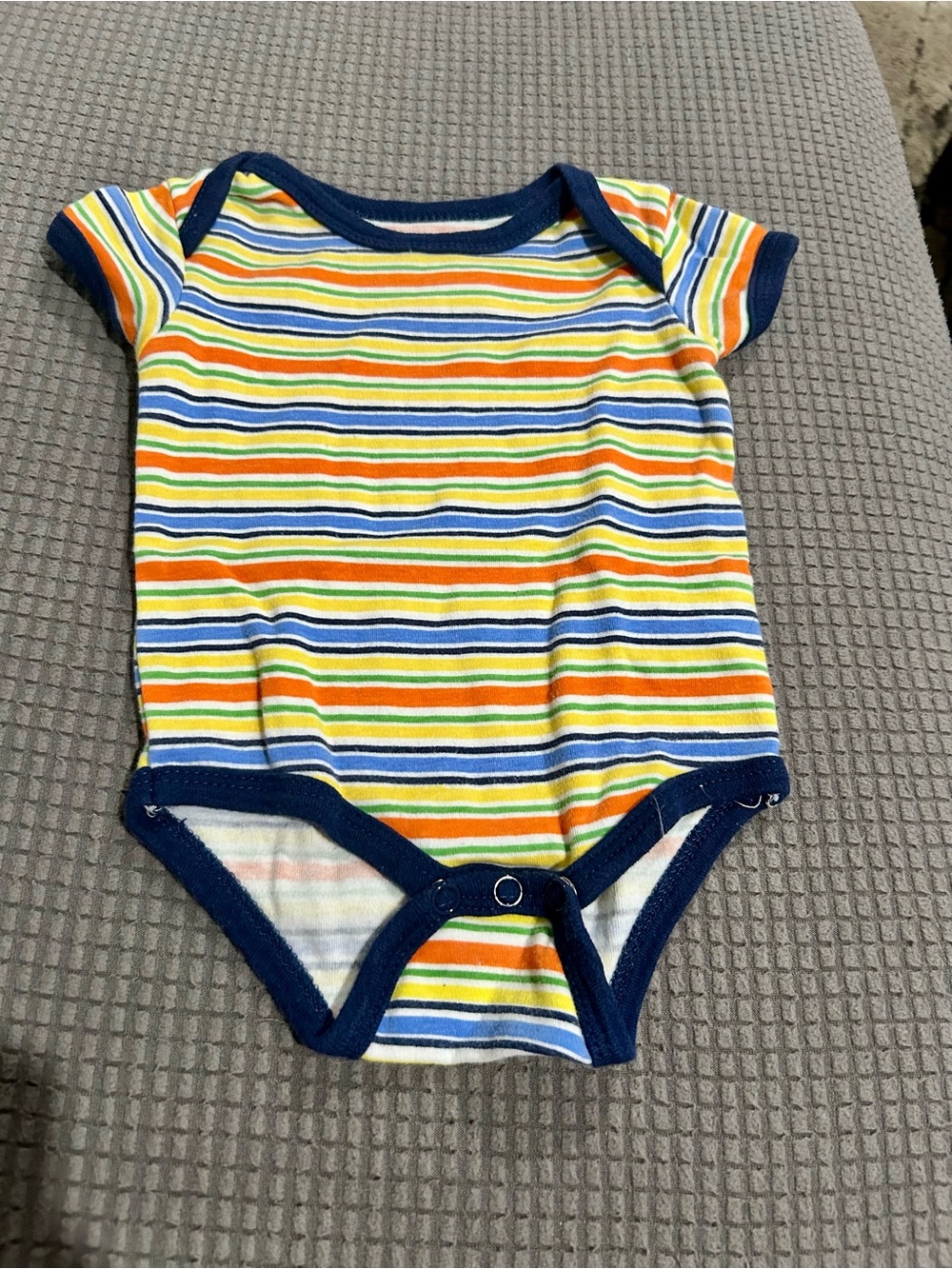 Buster Brown Multicolor Striped Baby One-Piece with Navy Trim